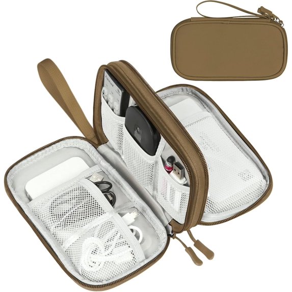 RGRGSA-Electronic Organizer, Travel Cable Organizer Bag Pouch Electronic Accessories Carry Case Portable Waterproof Double Layers All-in-One Storage Bag for Cable, Cord, Charger, Phone, Earphone Brow