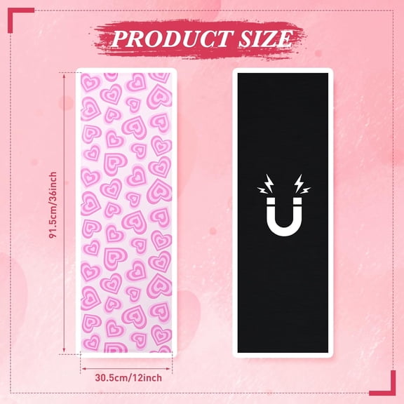 RGRVFD-2 Pcs School Magnetic Wallpaper for Lockers 12" x 36" Removable Magnetic Wallpaper Decorative Locker Accessories for School University(Light Pink Heart)