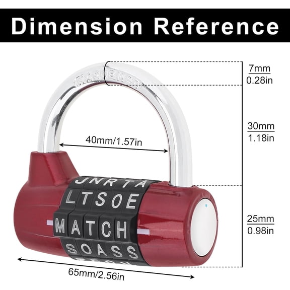RGRVFD-Gym Locker Lock 5 Letter Word Lock Safety Padlock Combination Lock for School Gym Locker,Sports Locker,Fence,Toolbox,Case,Hasp Storage (2, Red+Red)