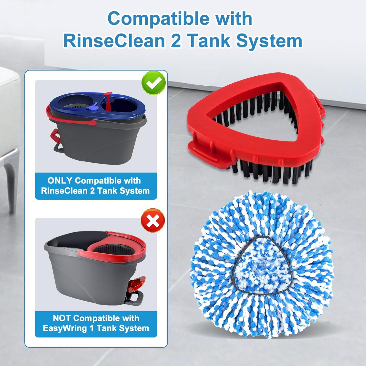 RGRVFD-Mop Replacement Heads for O Cedar RinseClean 2 Tank System,2 ...