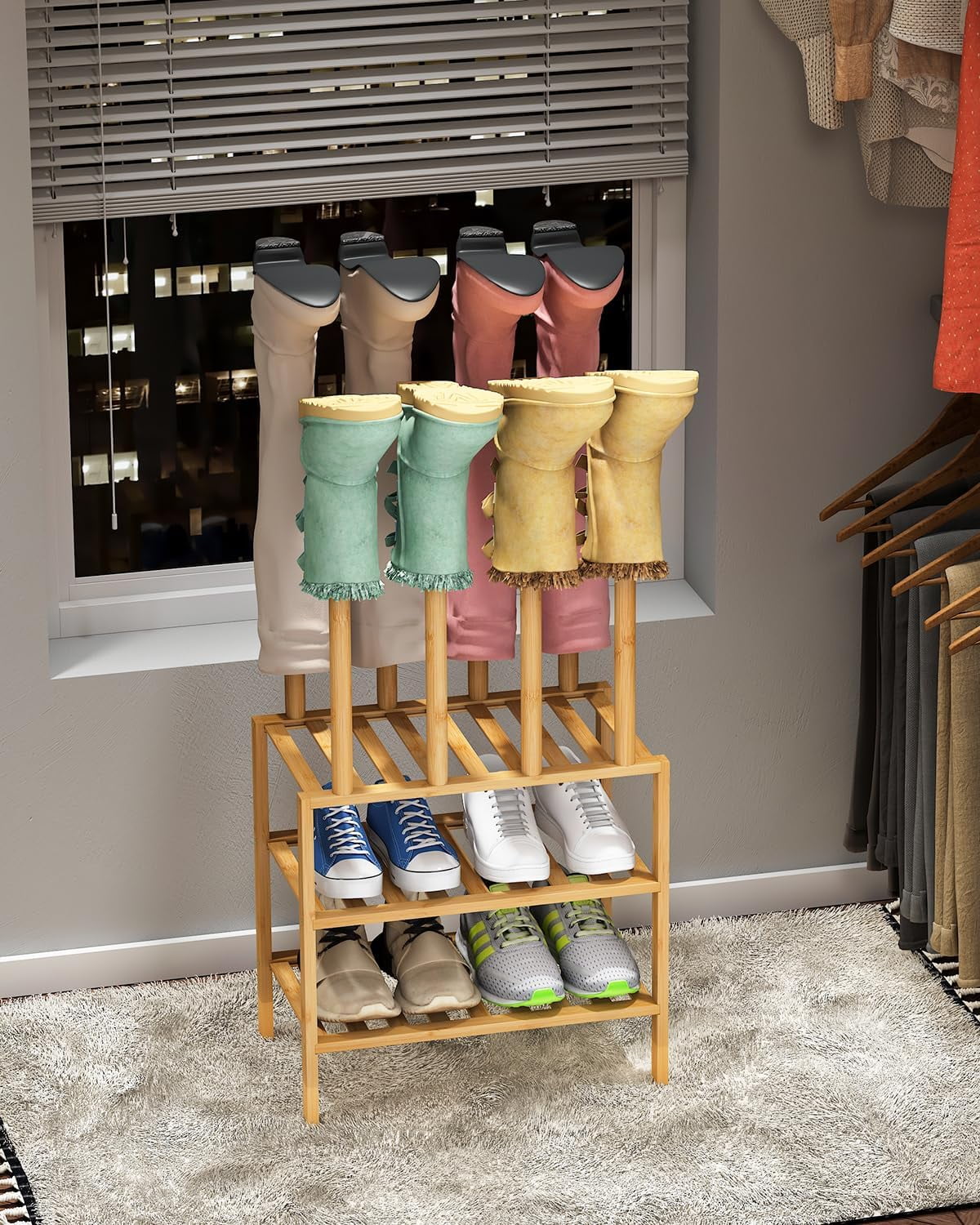 RGRVFD-Small Boot Rack with Shoe Rack, Boot Rack Organizer Tall Boots ...
