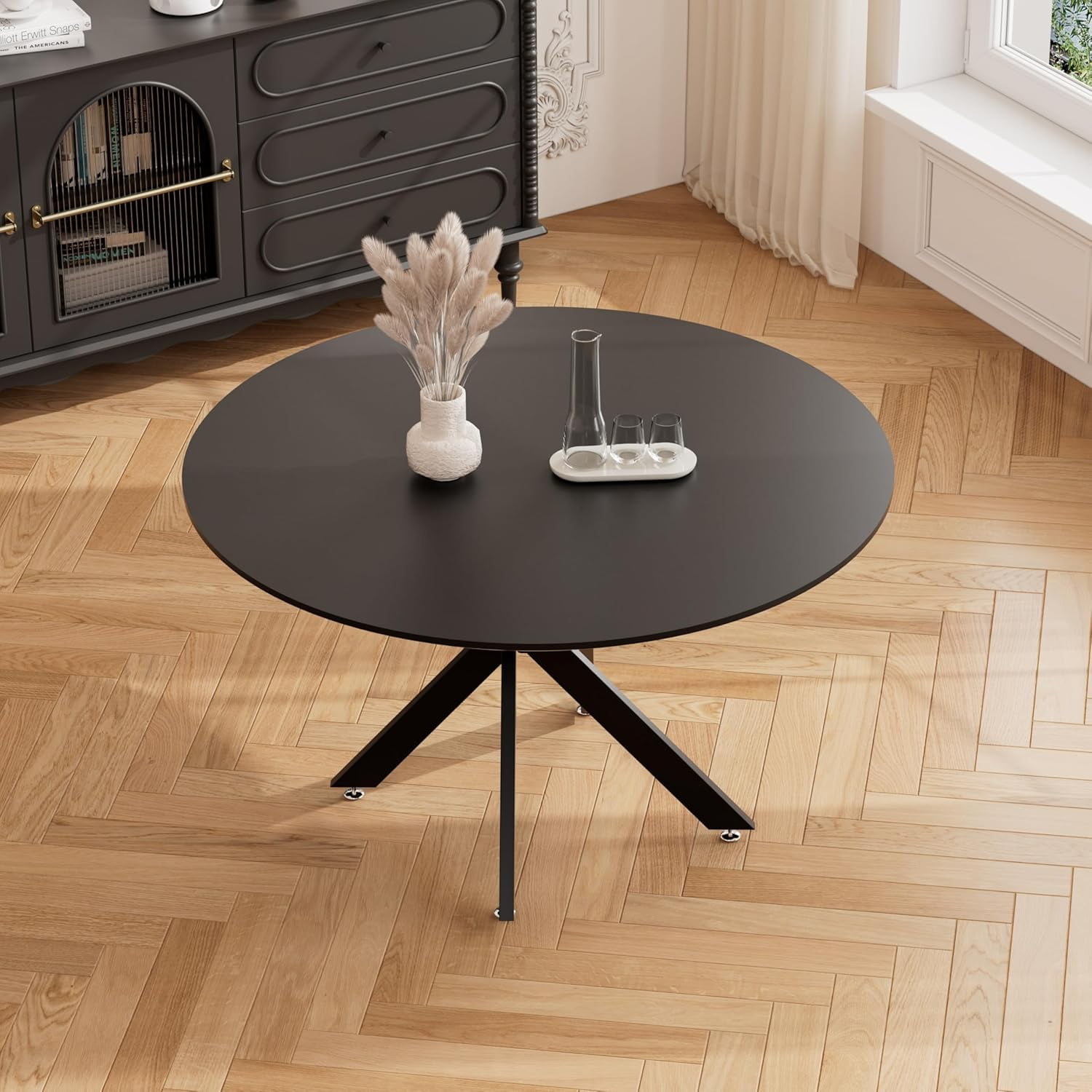 RGZ 42" Round Dining Table for 2-4, Modern Wooden Circle Dining Table ...