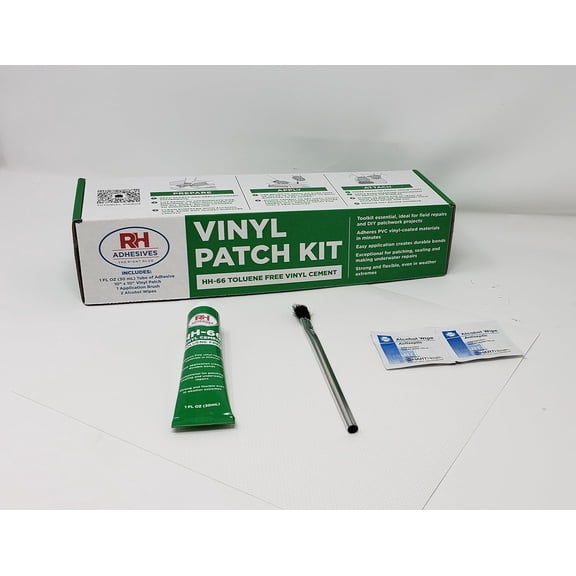 RH Adhesives Vinyl Patch Kit with 10-inch by 10-inch Reinforced Vinyl, 1 oz. Tube of HH-66 TF Vinyl Cement, Applicator Brush, Alcohol Wipes (White, Heavyweight Vinyl (22 oz.))