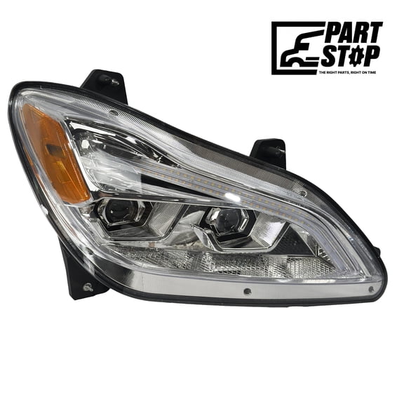 RH Headlight  LED Projector with Chrome Stripe  Fits Kenworth T680 (2021+)