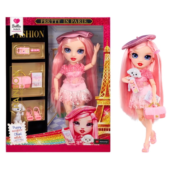 Rainbow High Pretty in Paris Fashion - Bella Parker (Pink), Rainbow 11" Fashion Doll with Outfit, Stylish Handbag, Girls Toy Gift for Kids Ages 4-12 Years