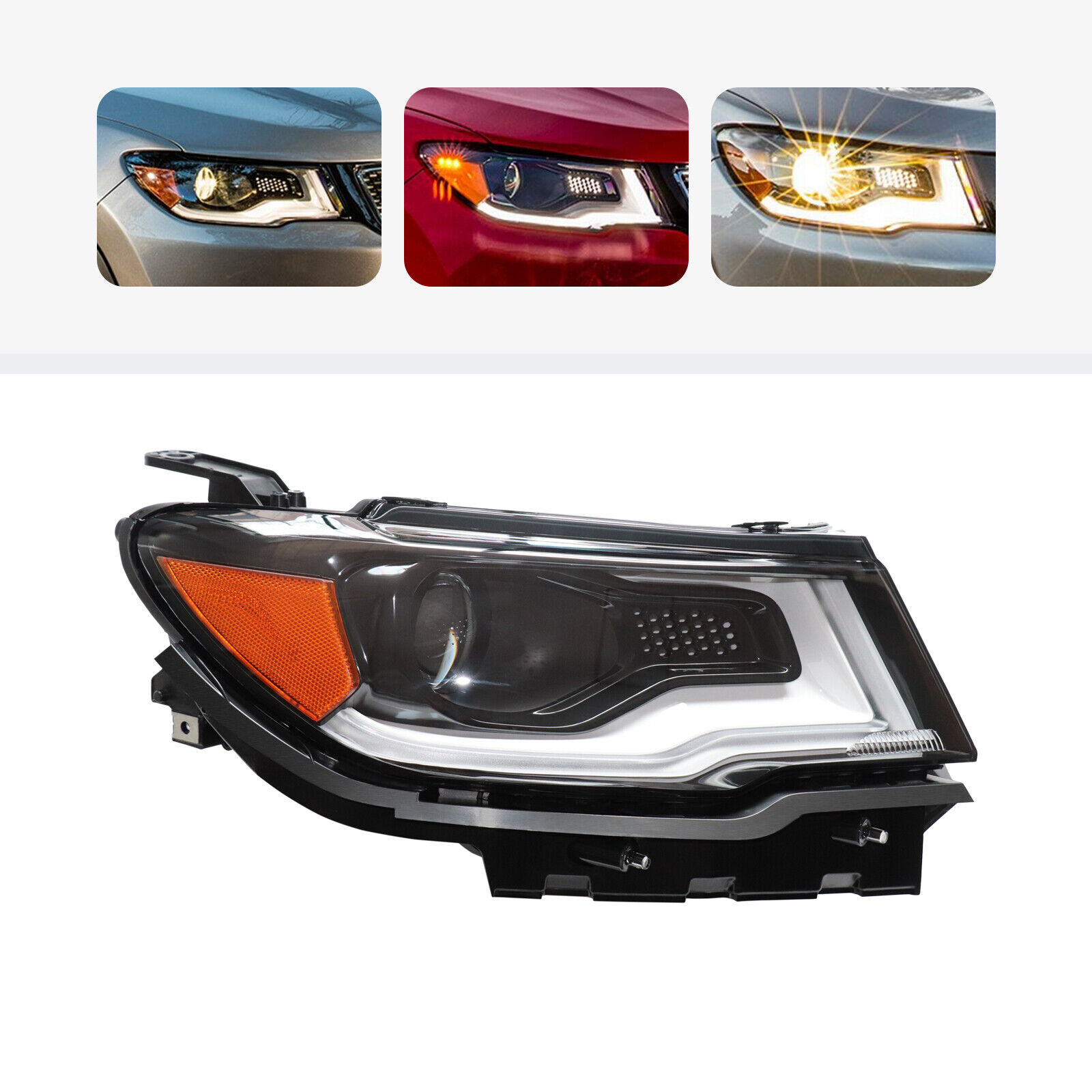 RH Right Side Headlamp for Jeep Compass 20172021 Headlight HID Xenon W