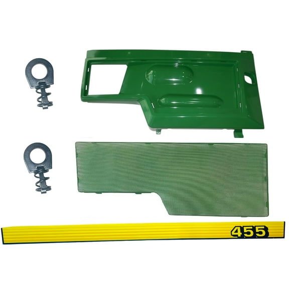 RH Side Panel, Screen, Sticker and Panel Retaining Clip Kit AM128982 M116020 Fits John Deere 455 UP SN