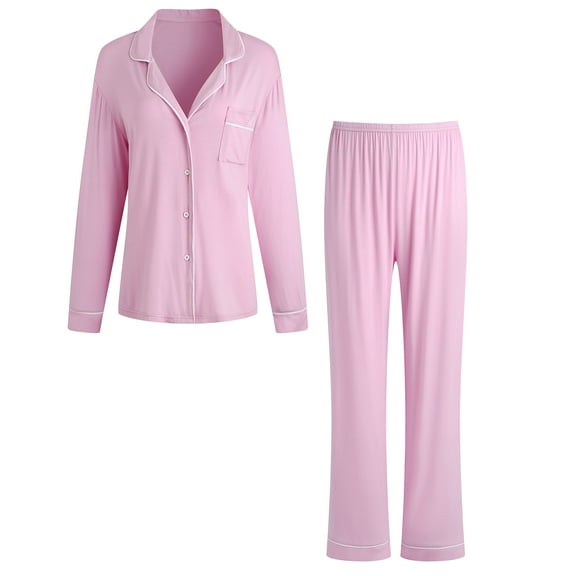 RH Women Pajamas Set Button Down Sleepwear Long Sleeve Nightwear Long Pants Pj Set S-XXL RHW4013