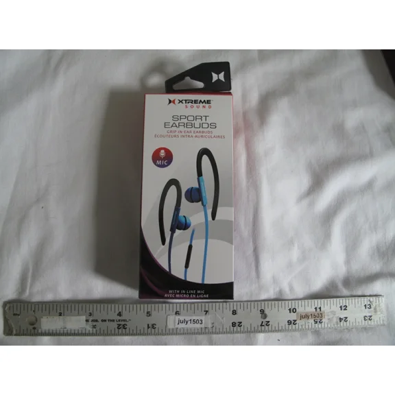 RHEA- (1) New Xtreme Sound Grip In-Ear Sport Earbuds In-Line Mic Tangle Free - Blue
