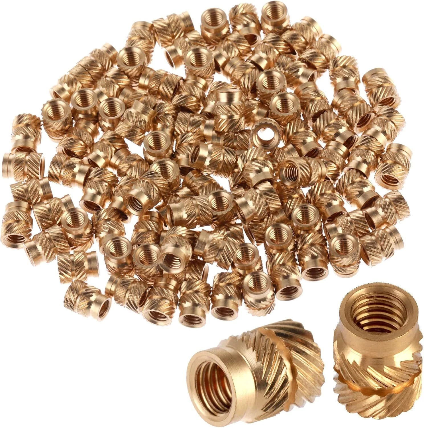 RHEA- 100 Pcs Knurled Threaded Insert Nuts,M3 Brass Heat Set For 3D Printer,Laptop