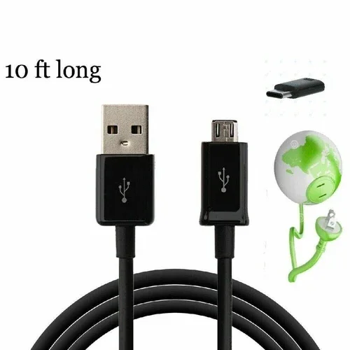 RHEA- 10Ft Replacement Usb Cable For Xbox Controller Charge Kit Nyko Dreamgear Power-A
