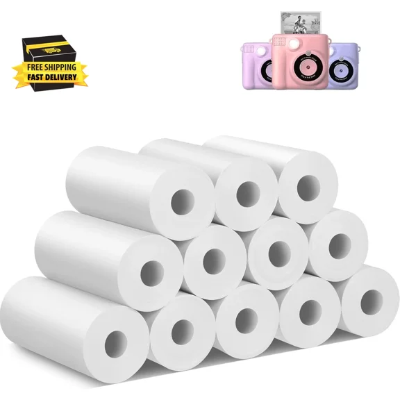 RHEA- 12 Rolls Kids Instant Camera Print Refill Paper, Hd Printing Thermal Printer Pap
