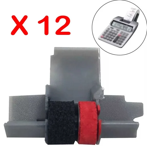 RHEA- 12Pcs Ir-40T Black & Red Calculator Ink Rollera For Cp13 Nr42 Ir40T Sharp Casio