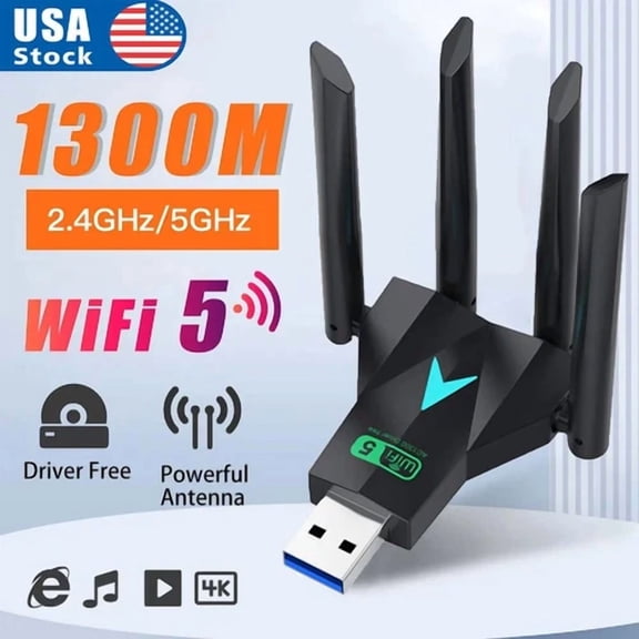 RHEA- 1300Mbps Dual Band 2.4G/5G Wireless Usb3.0 Wifi Adapter Network Card Dongle 2024