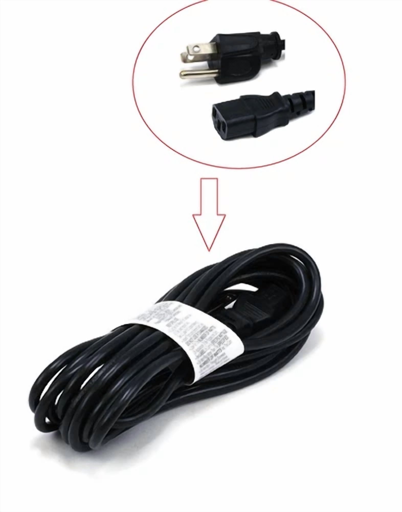 RHEA- 15 Feet 18 Awg Universal Power Cord (Iec320 C13 To Nema 5-15P)