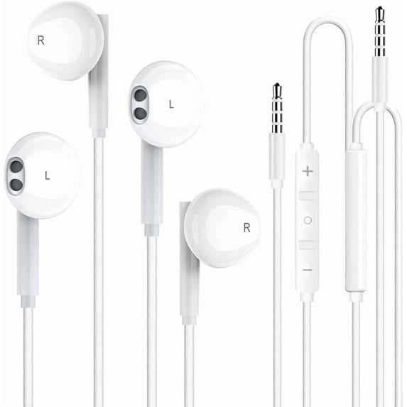 RHEA- 2 Pack 3.5Mm Wired Headphone Plug, In-Ear Earphones, Earbuds Noise Isolating Wit