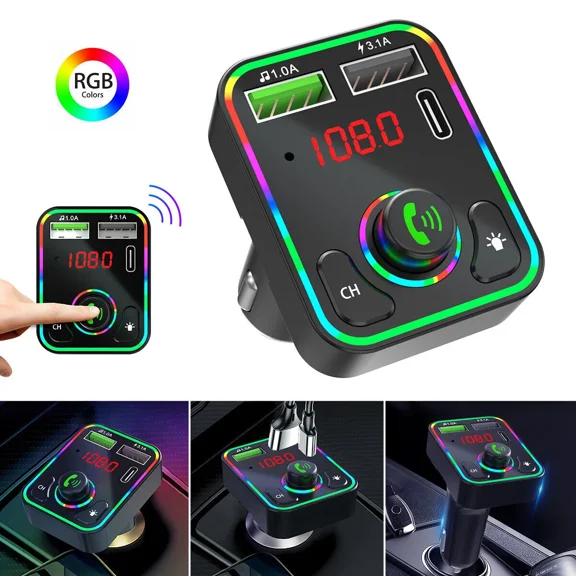 RHEA- 2 Pack Wireless Bluetooth Car Fm Transmitter Mp3 Radio Adapter 2 Usb Charger