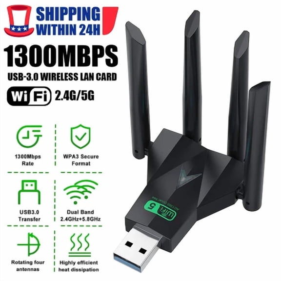 RHEA- 2024 1300Mbps Dual Band 2.4G/5G Wireless Usb3.0 Wifi Adapter Network Card Dongle
