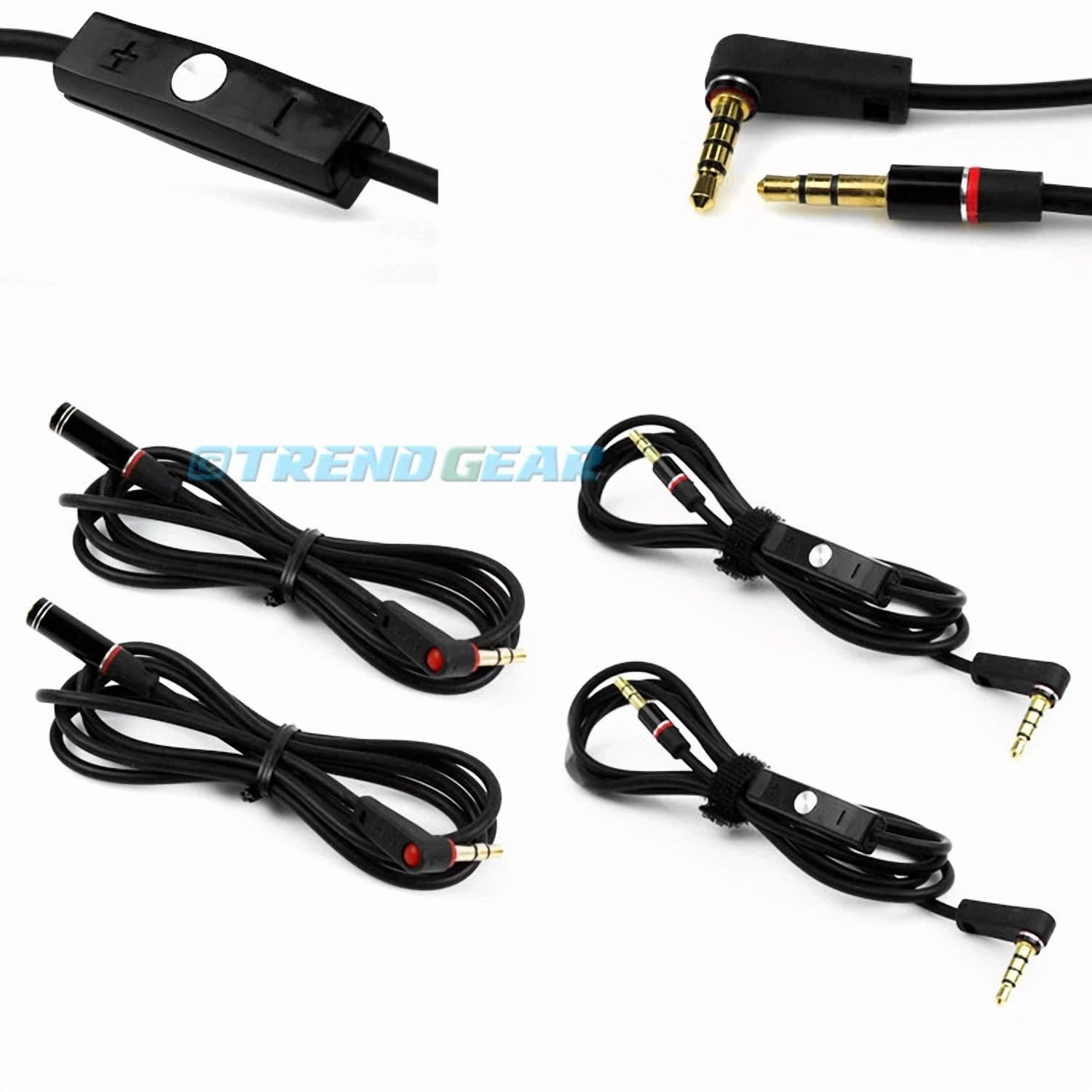 RHEA- 2X 3.5Mm Aux Right-Angle Extension Audio Cables Cord +Mic Black ...