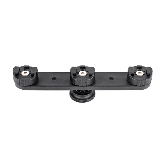 RHEA- 3 In 1 Aluminum Camera Triple Hot Shoe Mount Adapter Bracket Holder Support H