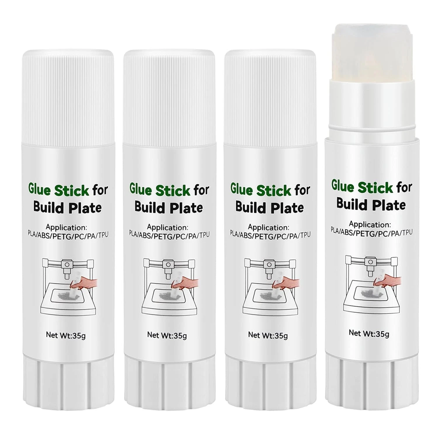 RHEA- 3D Printer Glue Stick For Hot Bed,3D Print Bed Adhesive,35G(1.23Oz) X 4Pcs,Reduc