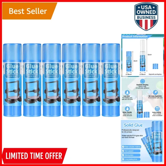 RHEA- 3D Printer Pvp Adhesive Stick 6-Pack For Bed Printing Removal Easy Use
