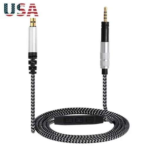 RHEA- 3Mm Headphone Replacement Cable With Remote Mic For Sennheiser Hd598 Hd558 Hd518