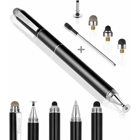 RHEA- 4 In 1 Universal Stylus Pen For Touchscreens With Replaceable Tips And Ballpoint