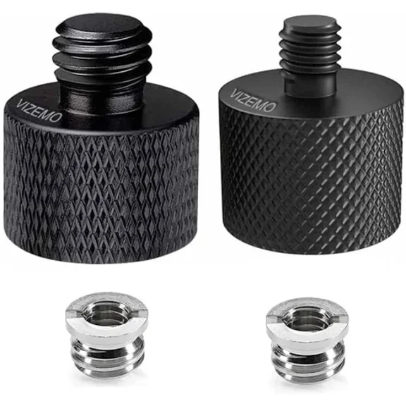 RHEA- 4 Pcs Aluminum Camera Screw Adapter Thread 1/4" Male To 3/8" Female And 3/8" Mal