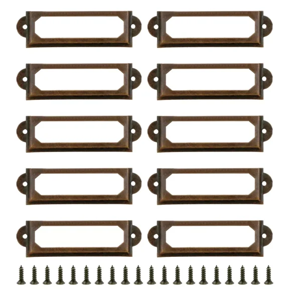 RHEA- 50 Pcs Antique Label Holder Metal Name Card Frame For Office Library File