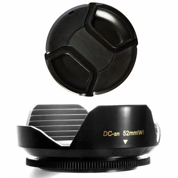 RHEA- 52Mm Wide Lens Hood And Lens Cap For Panasonic Lumix Dmc-G1,Gh1,Gf1,G10,G2,Gh2