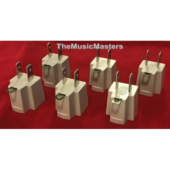 RHEA- (6) Wall Plug Electrical Power Grounding Adapters 3 Prong Socket To 2 Prong Plug