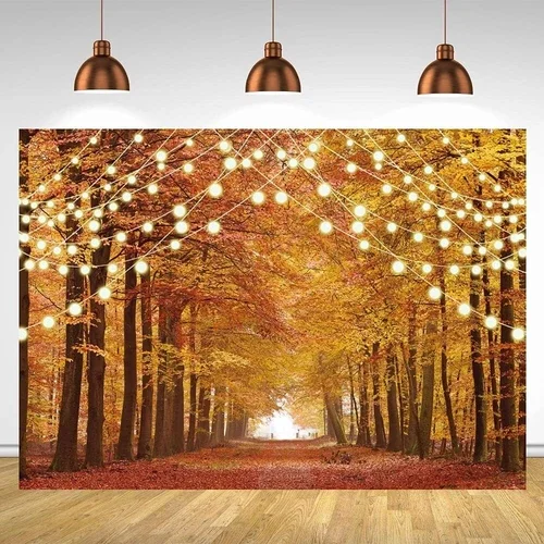 RHEA- 8X6Ft Glitter Autumn Forest Photography Backdrop Fall Landscape Leaves Ajv