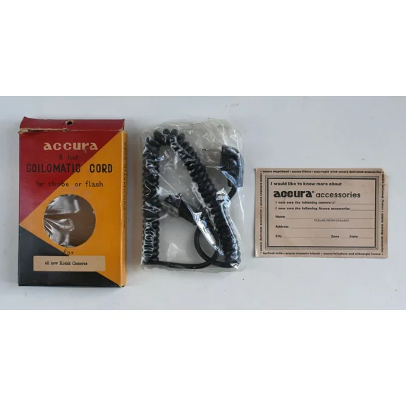 RHEA- Accura 5' Coilomatic Cord For Kodak Strobe Flash Household Plug Sync Cord Cable