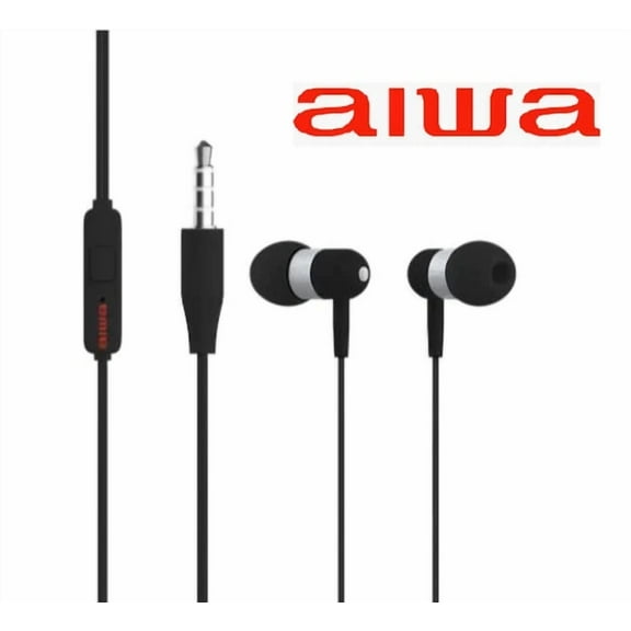 RHEA- Aiwa In-Ear Wired Stereo Earphones With Mic, Ear Wired Earbuds, Black, New