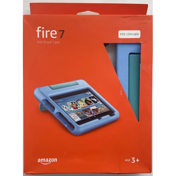 RHEA- Amazon Kid-Proof Case For Fire 7 Fits 12Th Gen 2022 Blue And Green