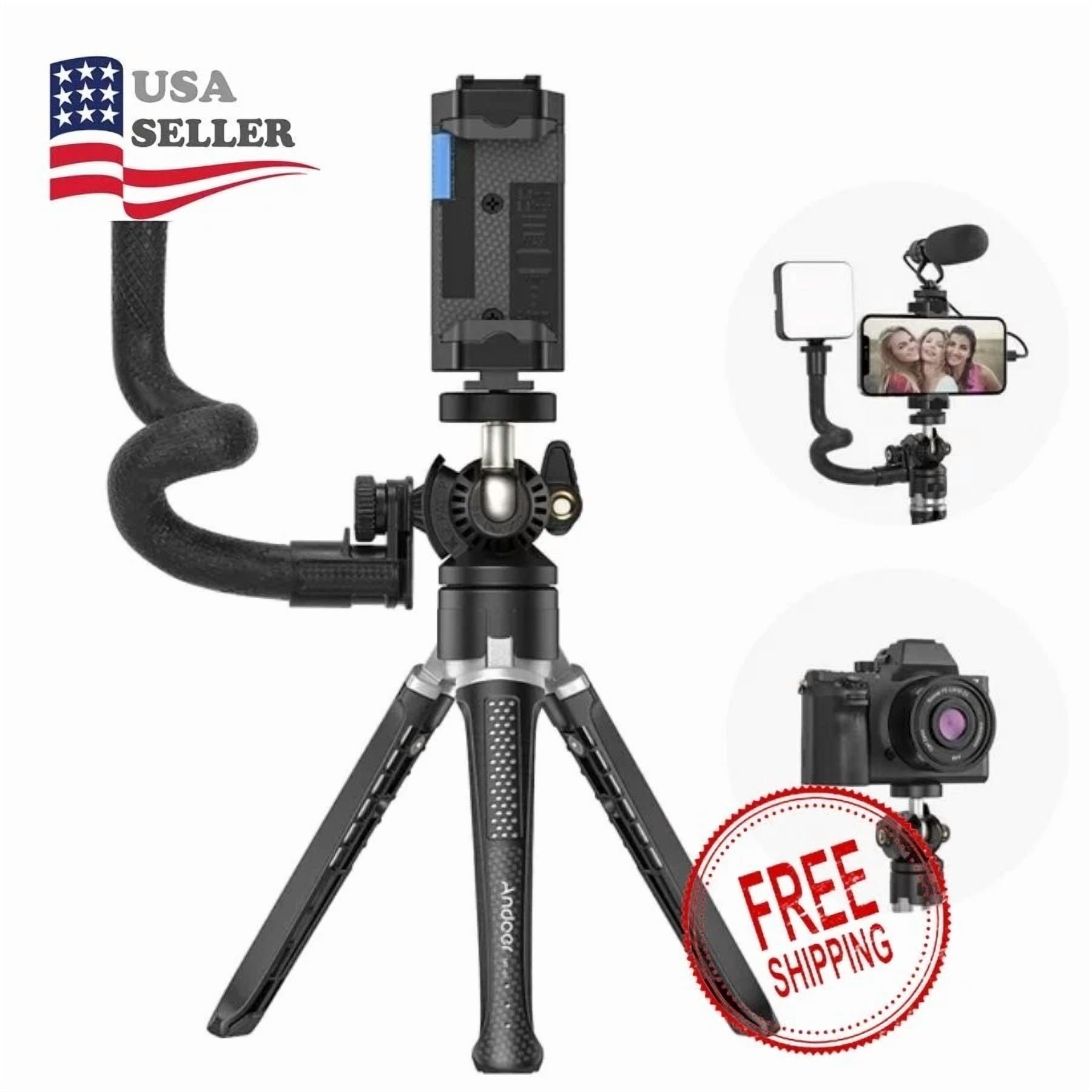 RHEA- Andoer Mt-01 Desktop Tripod 2 Lvls 360 Rotate Phone/Cam Flex Extension F104G202