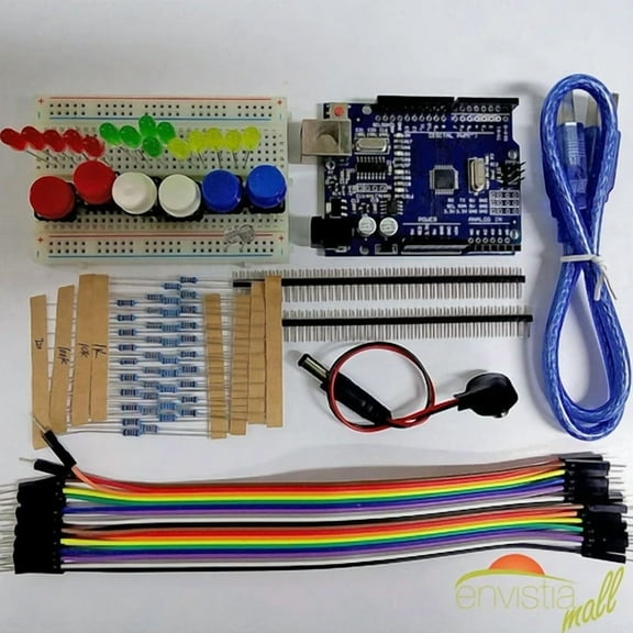 RHEA- Atmega328P Starter Kit W/ Leds Switches Resistors Cables Jumpers & Breadboard