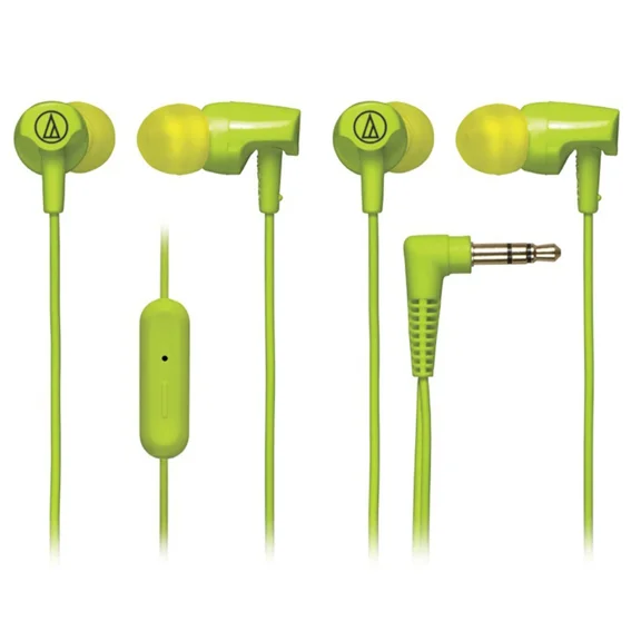 RHEA- Audio-Technica Inear Headphones With In-Line Mic & Control-Green -Ath-Clr100Islg