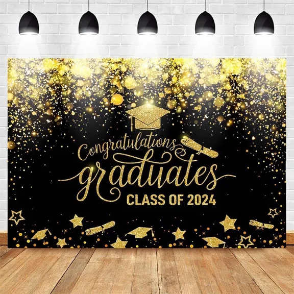RHEA- Avezano Graduation Backdrop 2024 For Photography Black And 7X5Ft,