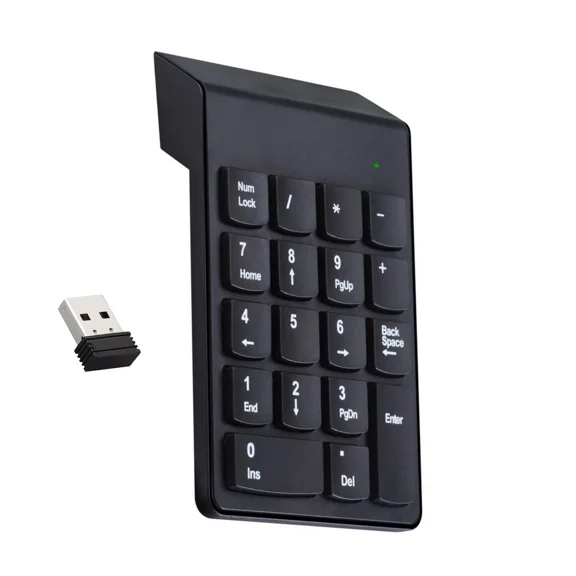RHEA- Black 18-Key Wireless Number Keyboard W/2.4Ghz Usb Receiver Auto-Sleep Design