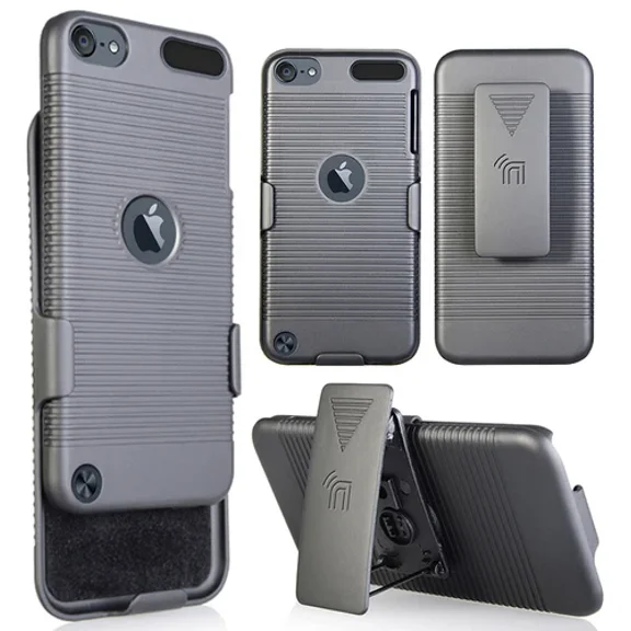 RHEA- Black Hard Case + Belt Clip Holster Stand For Ipod Touch 5 6 7 5Th 6Th 7Th Gen