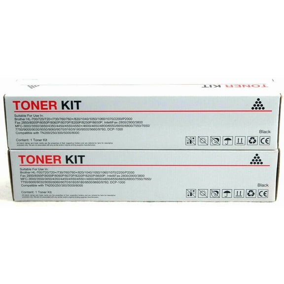 RHEA- Black Toner Kit Qty 2 For Brother Hl700 720 Compatible With Tn 200 250 300 5000