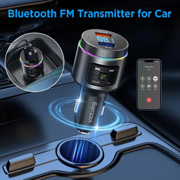 RHEA- Bluetooth Car Fm Transmitter Adapter Radio Receiver 2Usb Fast Charger Mp3 Player