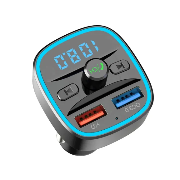RHEA- Bluetooth Car Fm Transmitter Mp3 Player Radio Adapter Kit Usb Qc3.0 Fast Charger