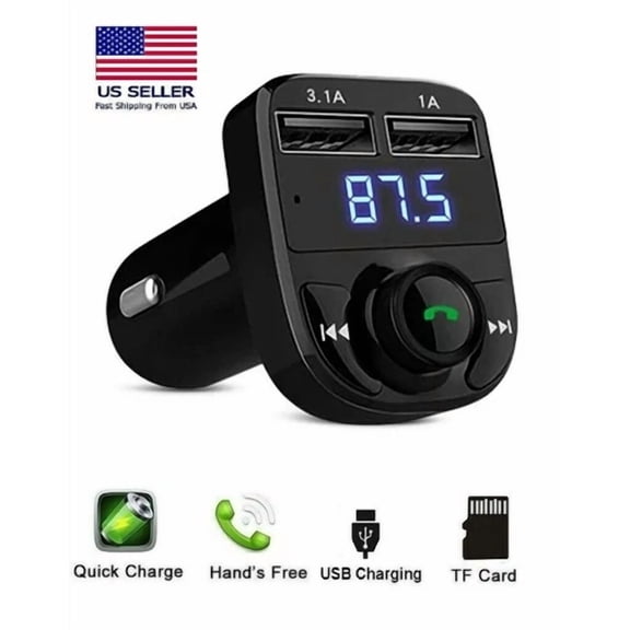 RHEA- Bluetooth Car Fm Transmitter Mp3 Player Wireless Aux Radio Fast 2 Usb Charger