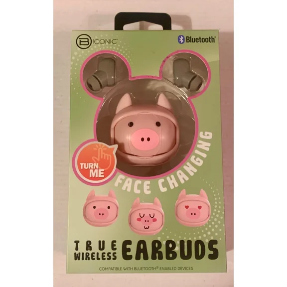 RHEA- Bytech Rotating Pink Pig True Wireless Earbuds Face Changing