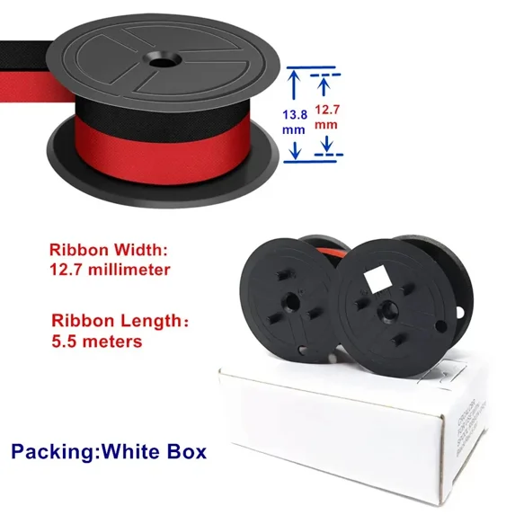 RHEA- Calculator Ribbon Replacement For Gr24Br Porelon 11216 Universal Twin Spool 10Pc