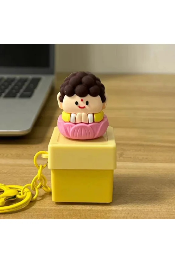 - Cartoon Buddha Clicky Keyboard Keychain With Lights Great Stress Relief Toy
