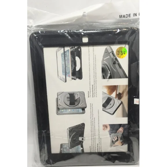 RHEA- Case For Ipad 2 3 4 Gen Rugged Protective Cover Rotates Leather Strap With Stand